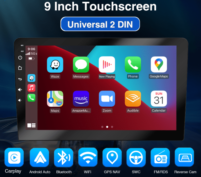 Autoradio  2 Din  9" Android 13  Multimédia 2+32Go